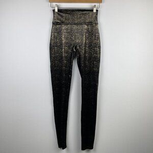 Spanx Velvet Leggings Black Gold Metallic Shine Shimmer High Rise 20188R - Sm P
